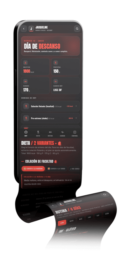 App Cuatrouno — plan del día desplegado